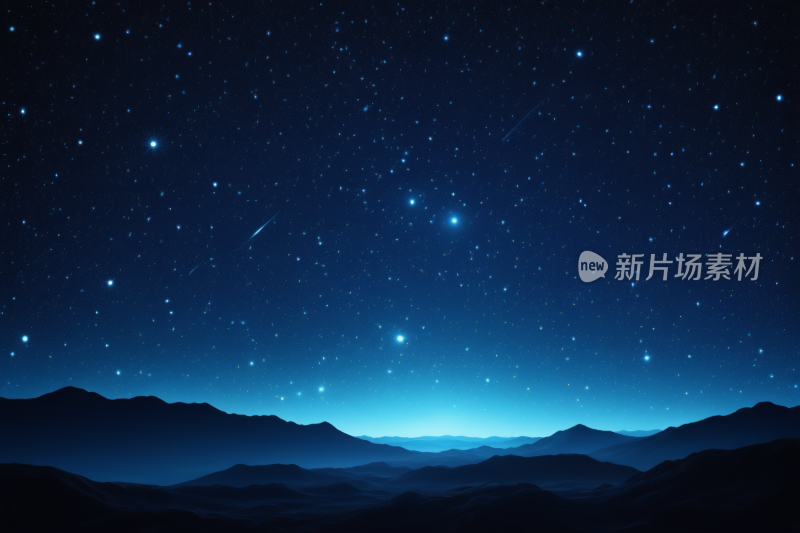 星空夜空有山脉和流星高清背景纹理图片