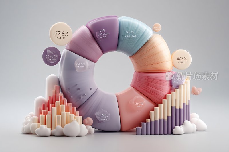 多彩立体环形数据图表展示