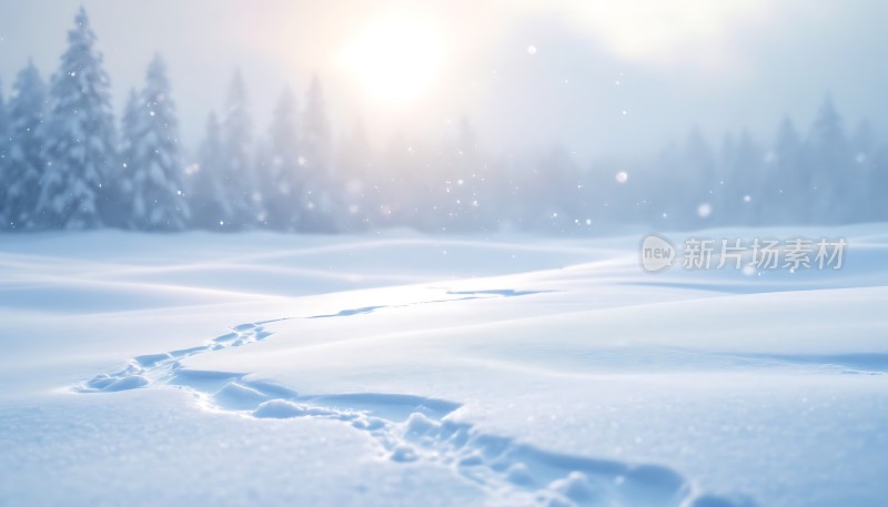 雪地阳光下的足迹之旅