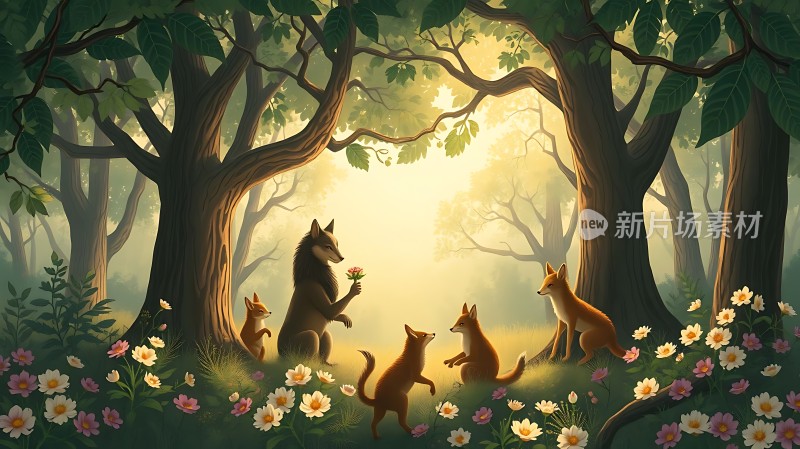 森林里的温馨互动