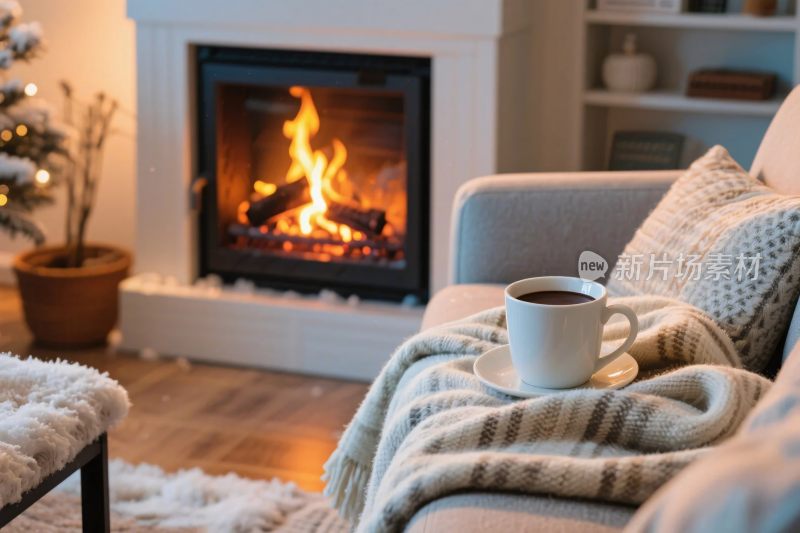 温馨室内壁炉场景