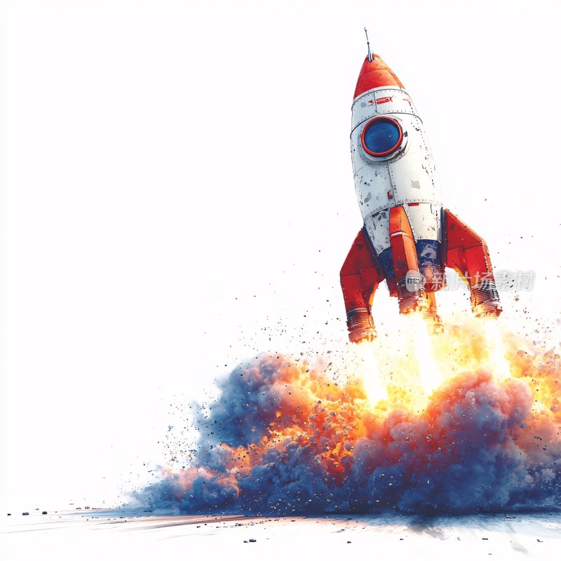 火箭发射升空插画