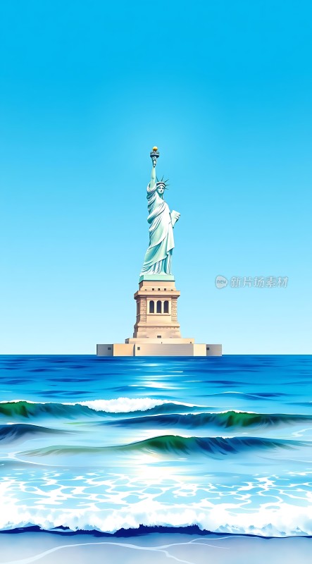 自由女神像与海洋