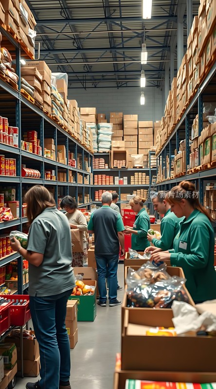 仓库里的忙碌工作场景