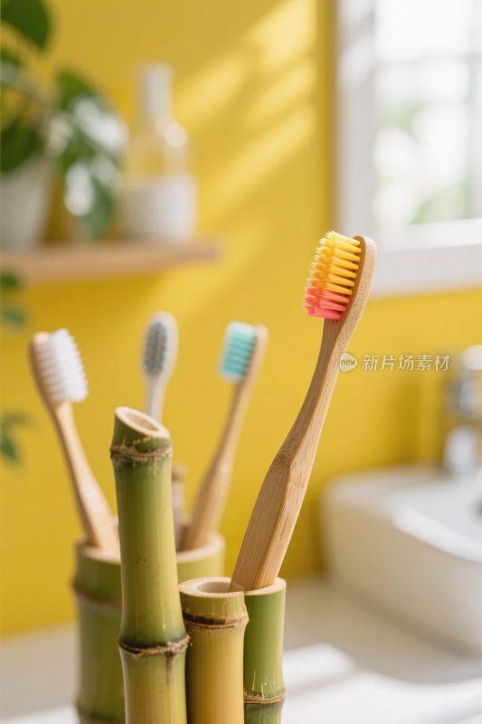 竹制牙具卫浴场景