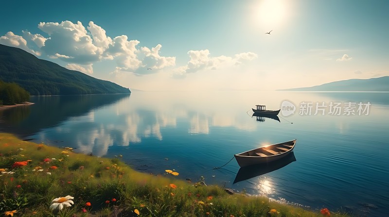 湖畔花语静谧时光