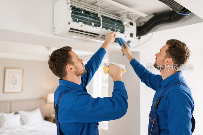 空调维修人员作业图