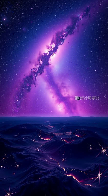 星河浩瀚夜空璀璨山脉闪烁神秘而美丽