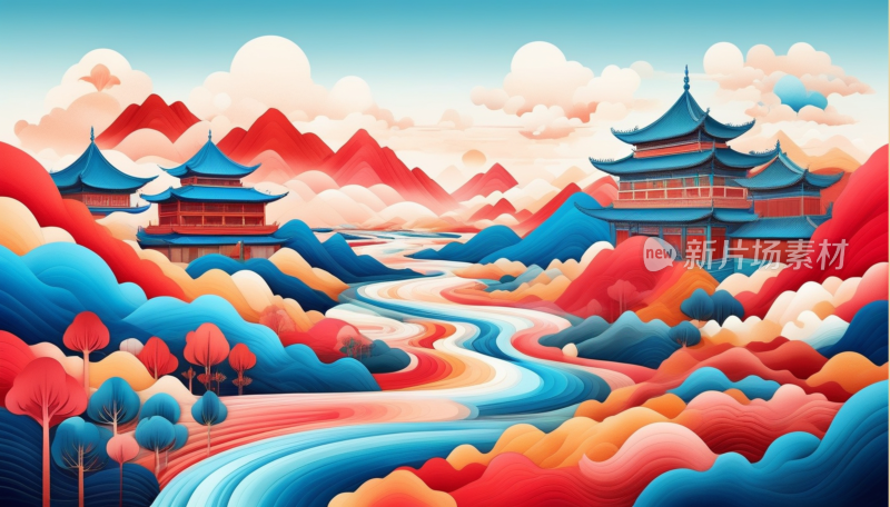 中国画山水画背景