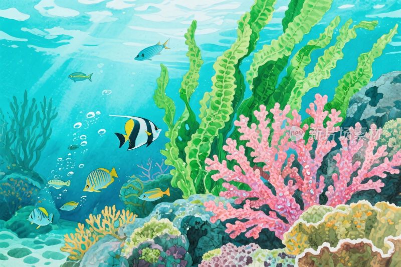 海洋珊瑚鱼插画