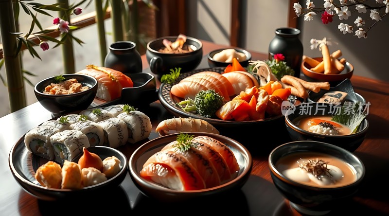 日式料理盛宴新鲜刺身与寿司