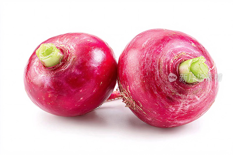 两个新鲜的紫红色萝卜