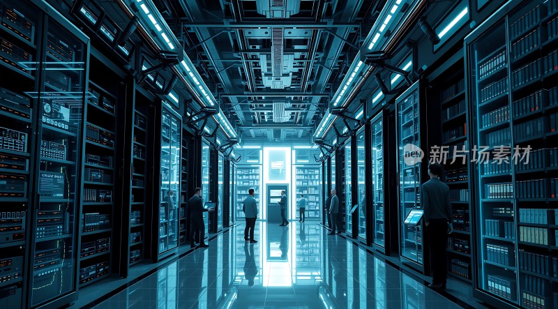 科技感数据中心未来主义服务器机房