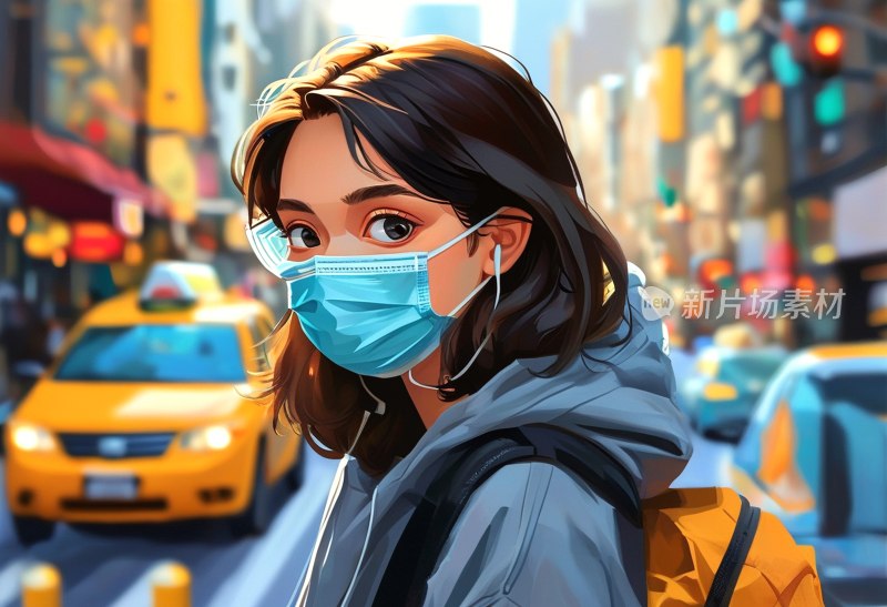 女子戴口罩候车