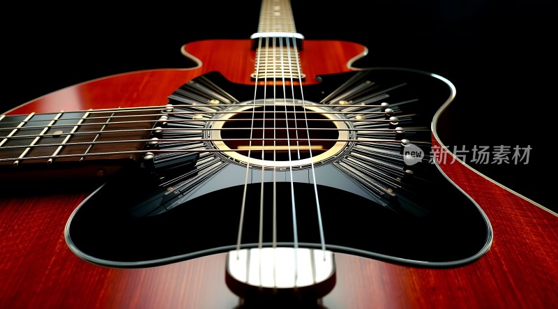 红色木吉他细节特写