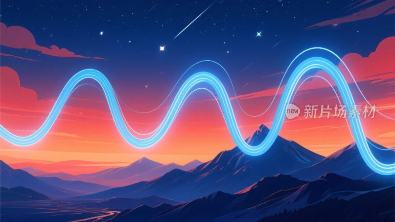 梦幻山脉星空光带插画