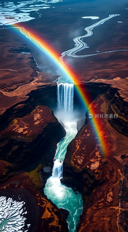 冰岛瀑布彩虹奇观