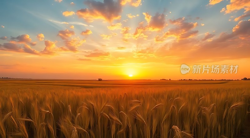 金色麦田日落时分