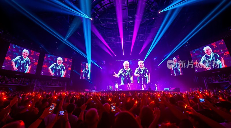 舞台灯光璀璨观众热情高涨明星大屏幕展示演唱会气氛热烈