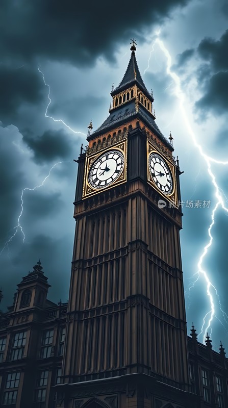 伦敦塔钟与闪电风暴