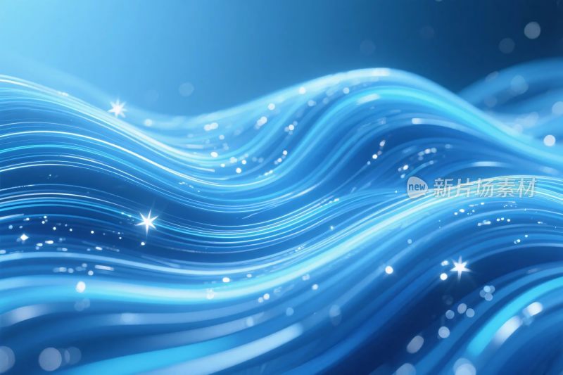 蓝色流动光影插画