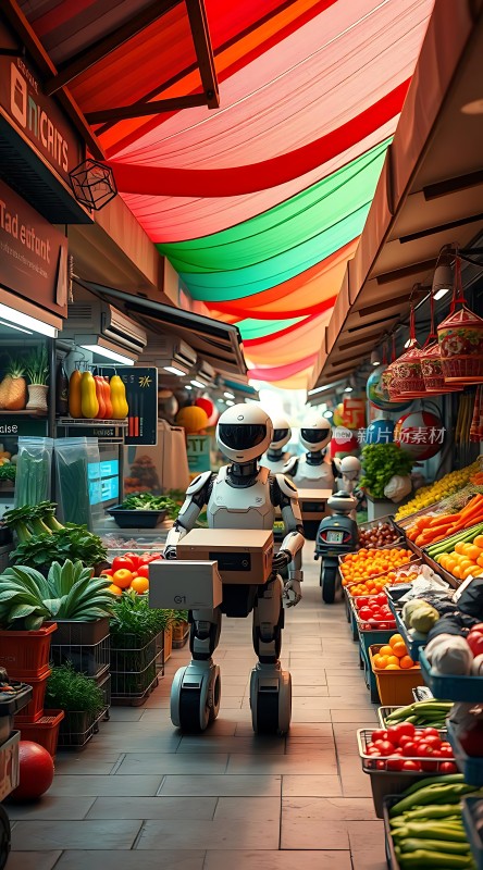 智能机器人市场购物