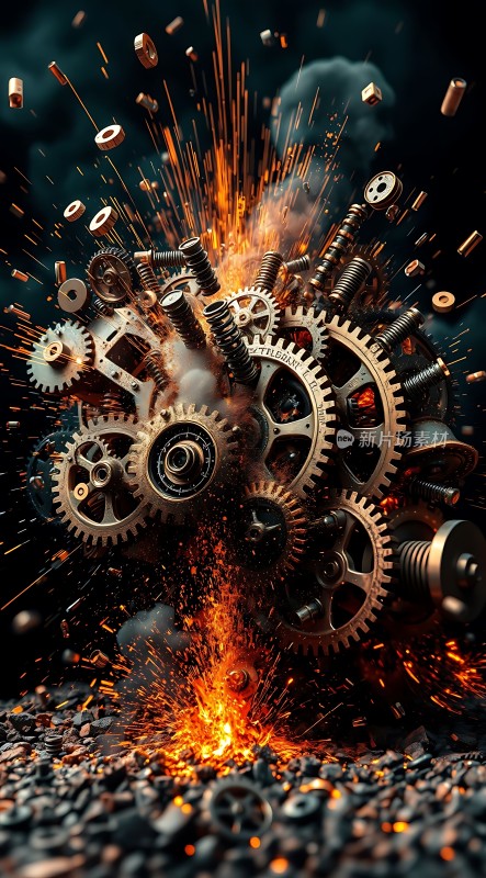 机械风暴齿轮与火花的碰撞