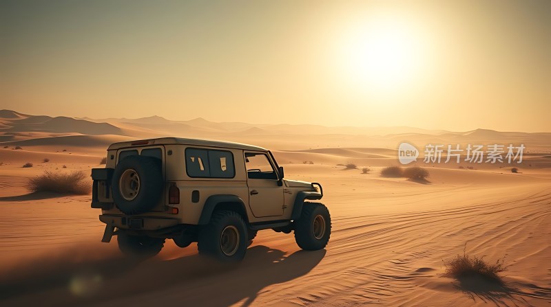 沙漠探险之旅越野车穿越金色沙海