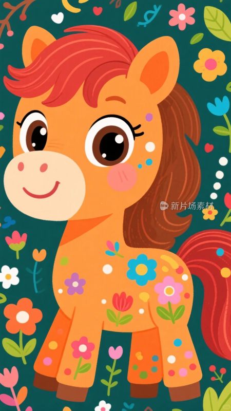 可爱卡通小马插画