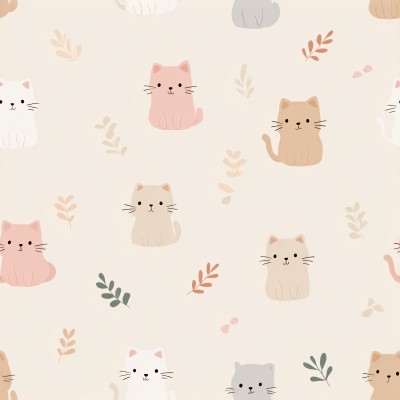 可爱猫咪插画图案背景 可爱猫咪插画图案背景