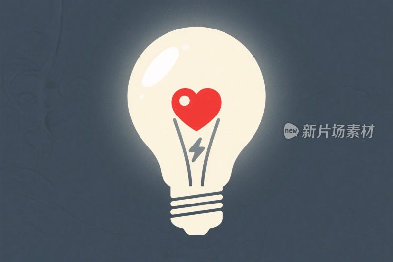 创意灯泡爱心插画