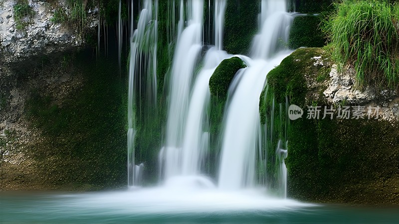 翠绿瀑布自然之韵