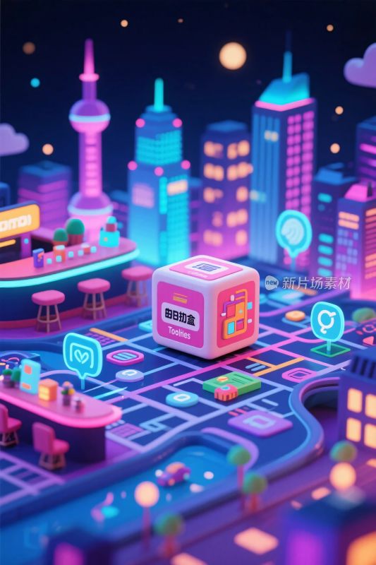 霓虹未来城市插画