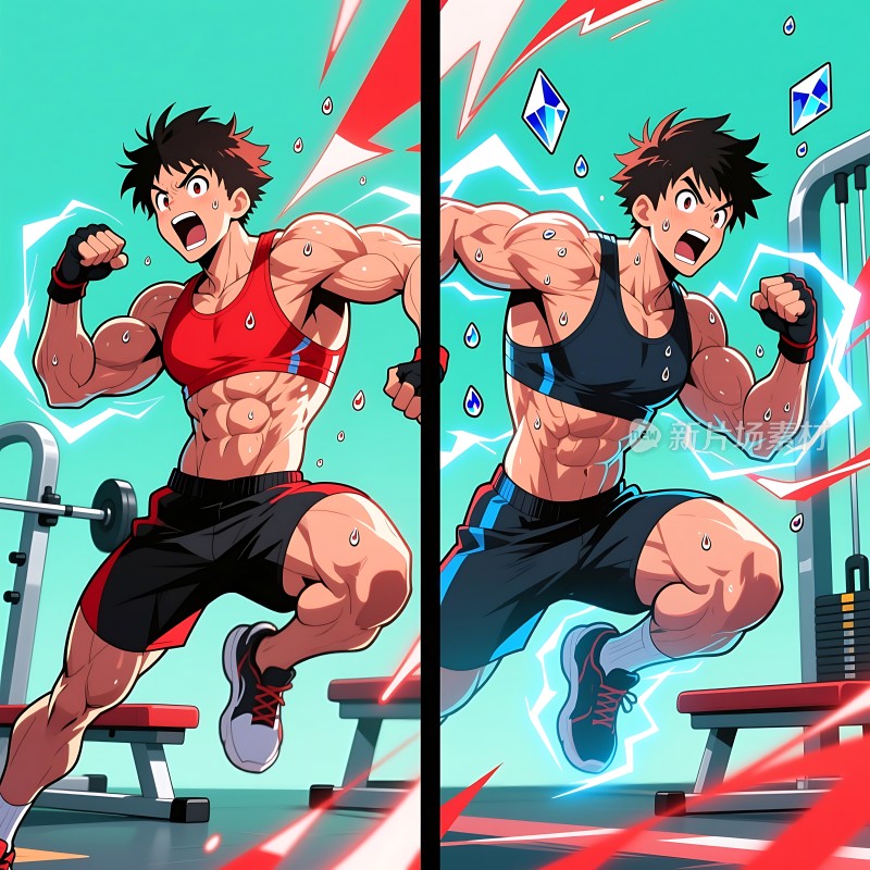 健身达人展示肌肉力量与活力