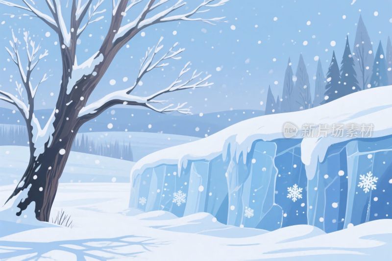 冬季雪景插画