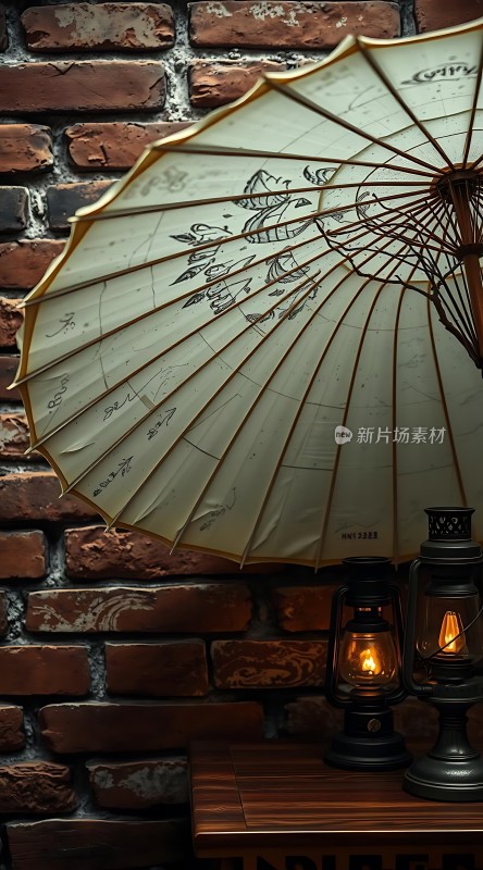 古风油纸伞与复古灯笼