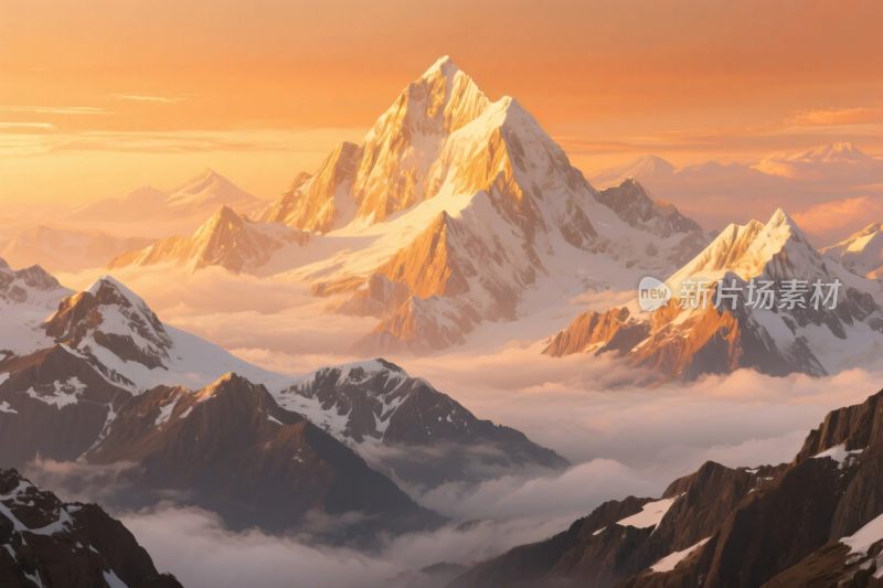 高山雪景自然风光