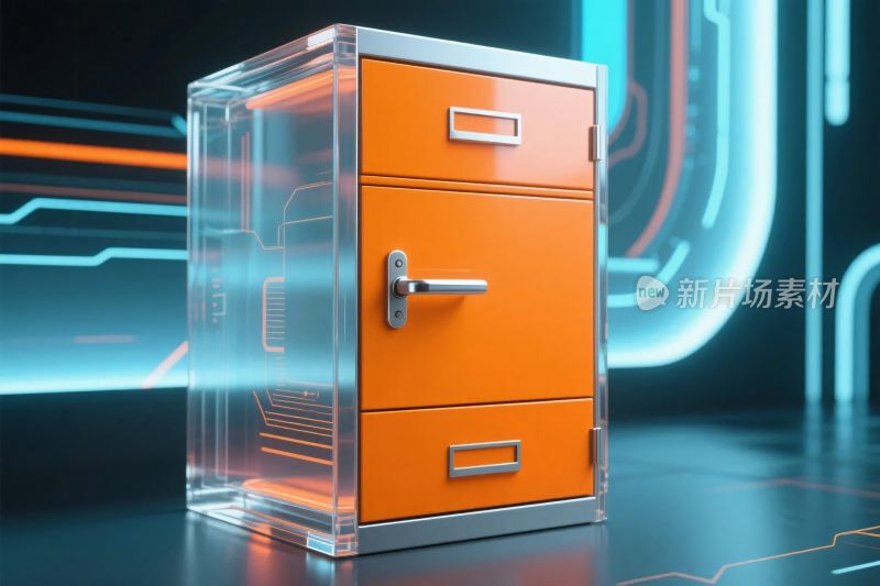 橙色文件柜科技背景