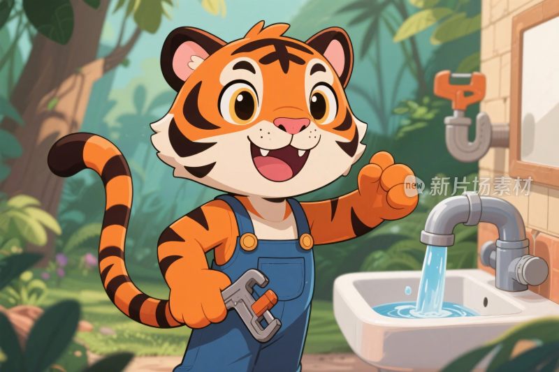 卡通小老虎维修场景