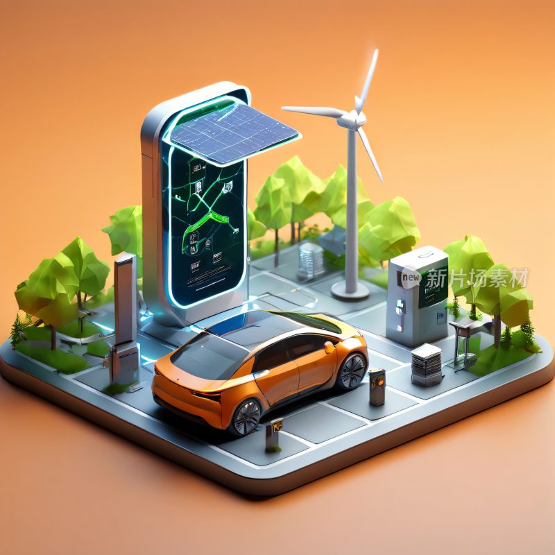 新能源汽车太阳能风力电能高科技充电站
