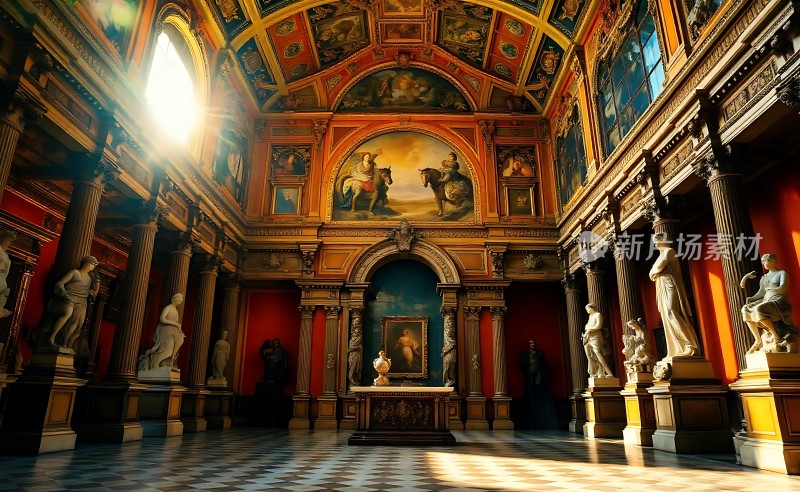 艺术殿堂雕像与壁画共舞