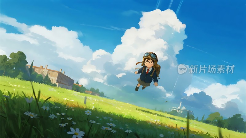 蓝天白云下的校园冒险之旅