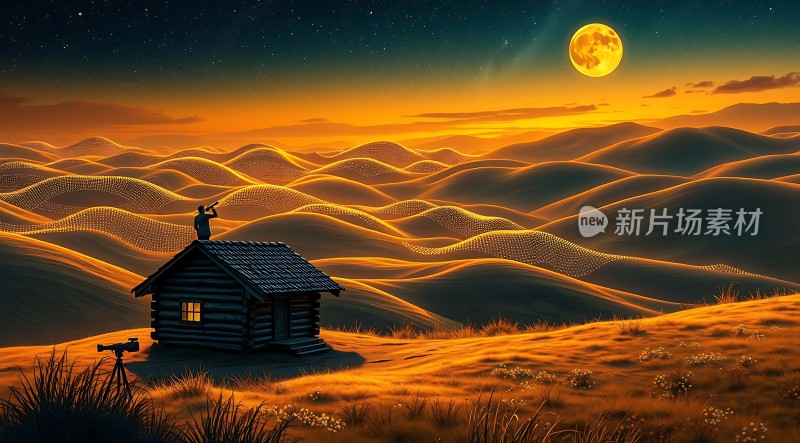 月下孤影望星空