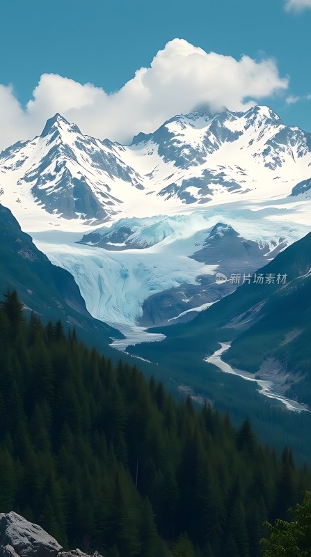 雪峰冰川森林美景