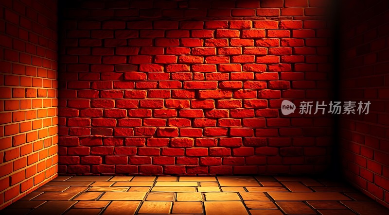 红砖墙与地板的温暖光影