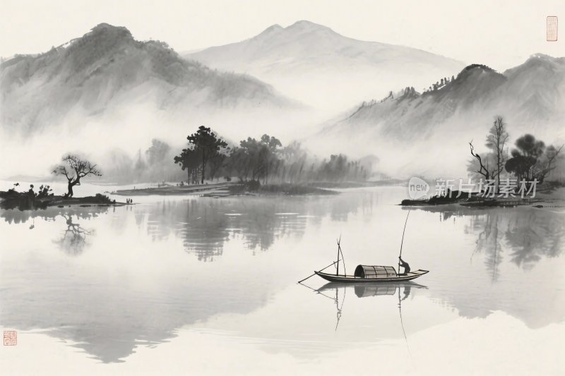 水墨山水风景图