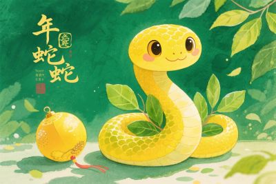 年画生肖蛇插画 年画生肖蛇插画