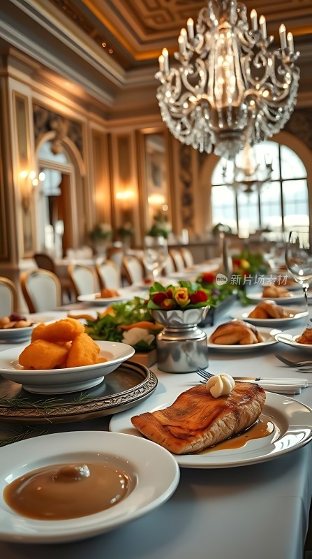 豪华宴会厅精致美食盛宴
