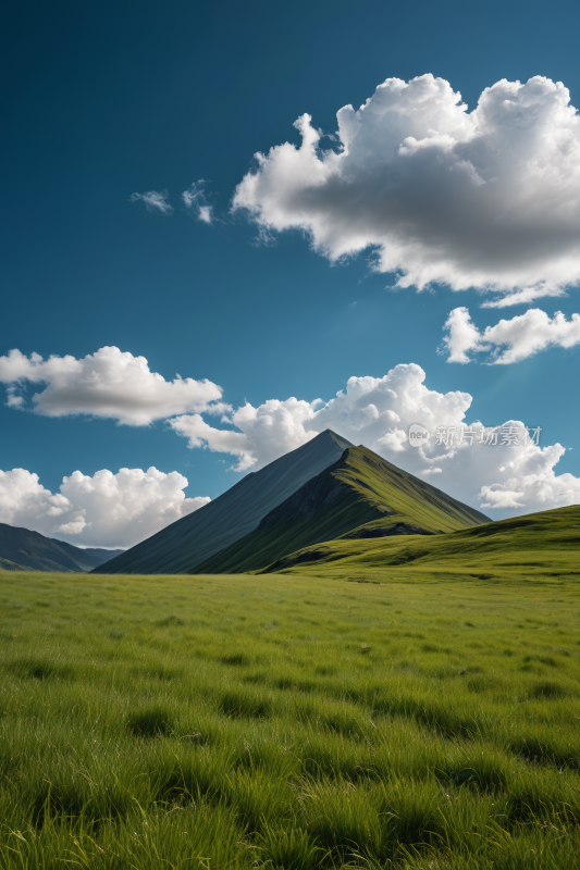 一片绿色的田野高山清风景图片