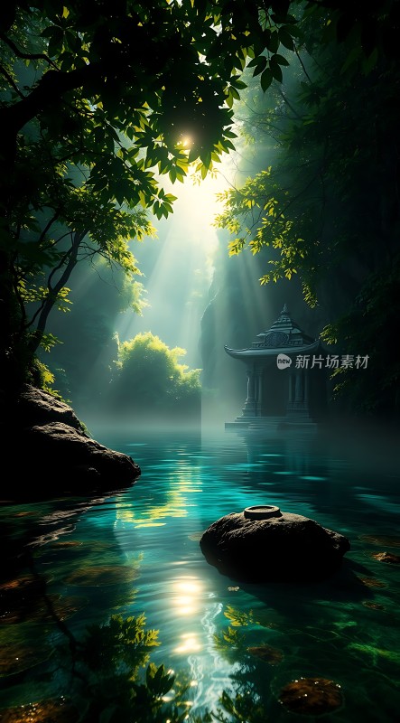 阳光下的神秘小湖